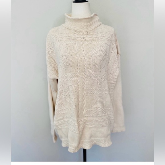 Vintage Cottagecore White Knit Street Sweater - Picture 2 of 7